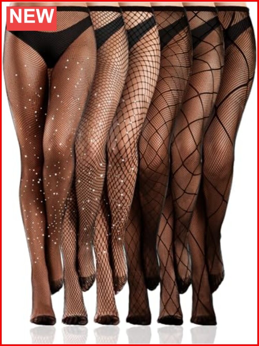 6 Pairs Women Fishnet Stockings Nylon One Size Halloween Party Tights
